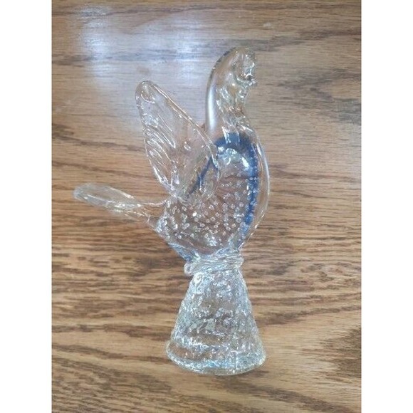 Murano Art Glass Dove Bird On Pinecone Vtg Controlled Bubbles Figure Sculpture - Picture 5 of 5